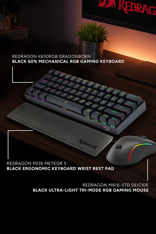 Electronic Rebellion Redragon M816-STD + K630RGB + P035 Meteor S Gaming Bundle