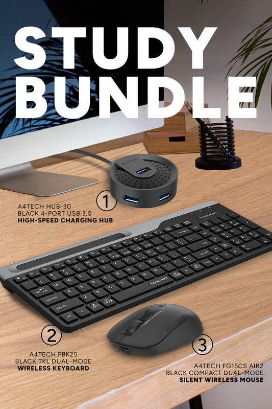 Electronic Rebellion A4Tech FG15CS + FBK25 + HUB-30 Study Bundle