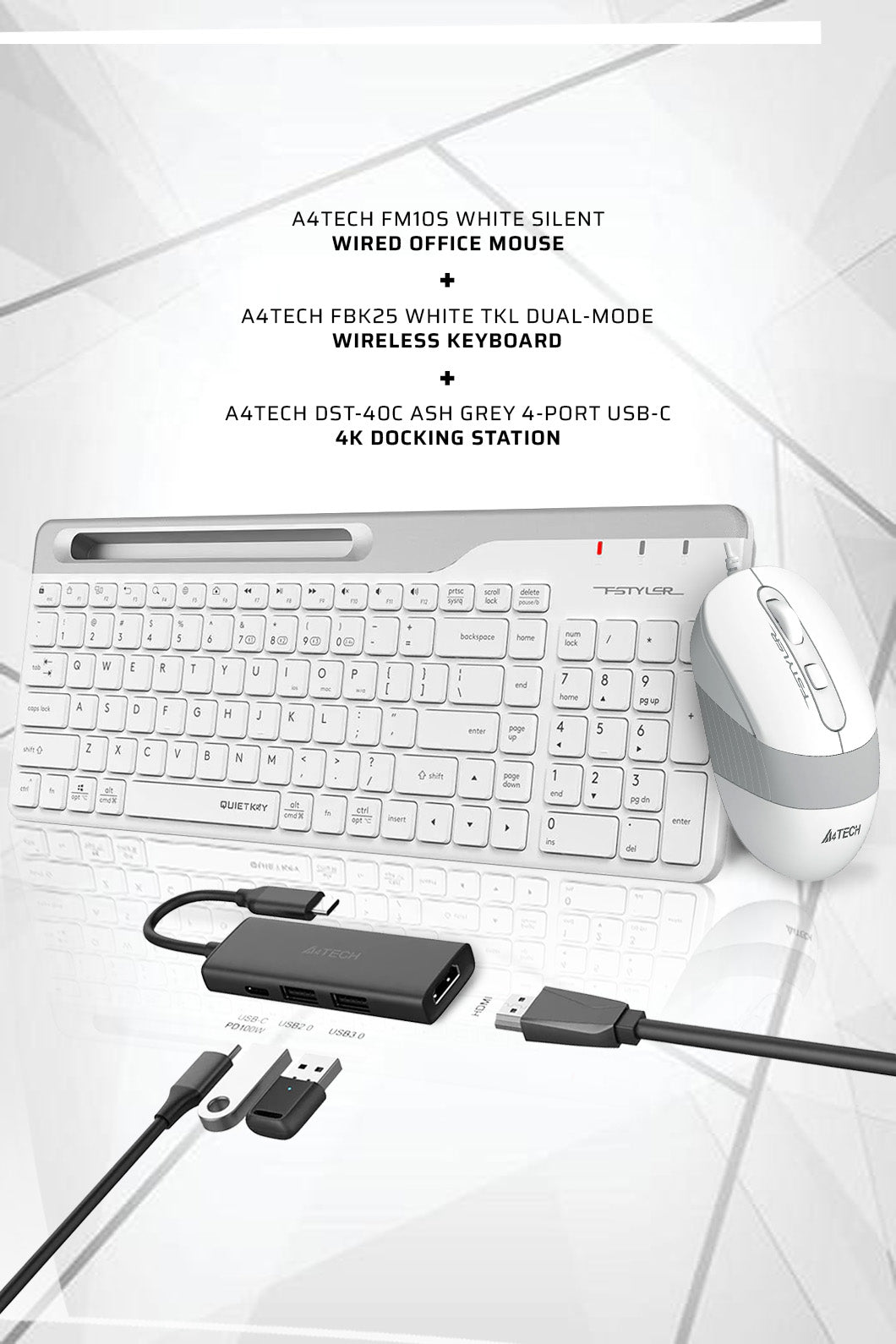 Electronic Rebellion A4Tech FM10S + FBK25 + DST-40C Office Bundle
