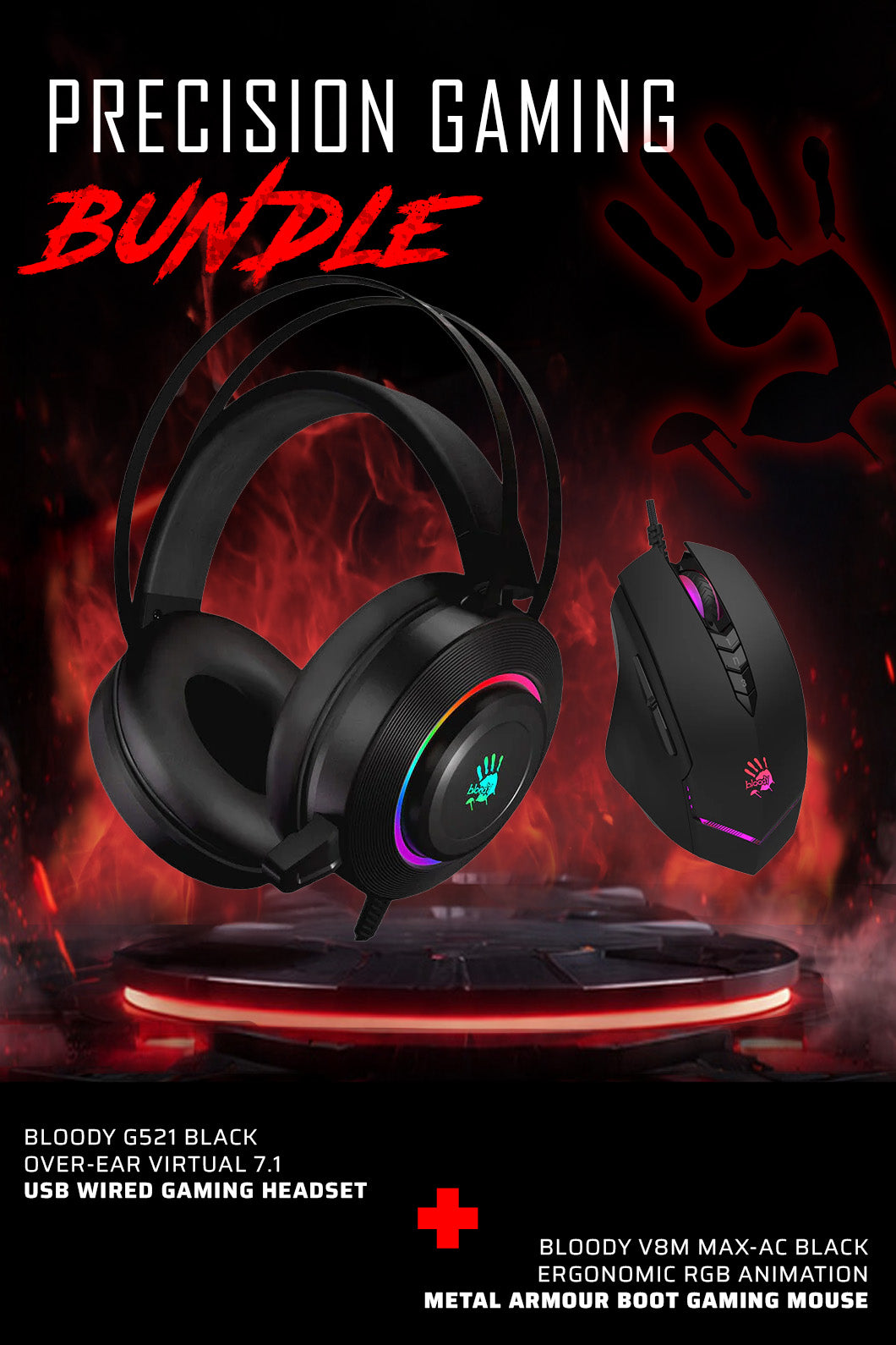 Electronic Rebellion Bloody V8M Max-AC + G521 Gaming Bundle
