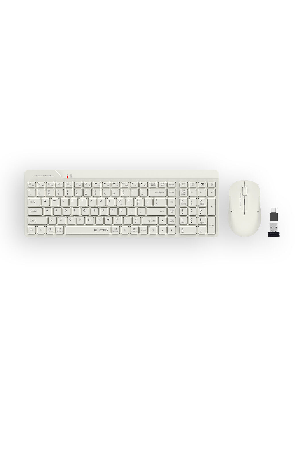 A4Tech - A4Tech FG2300 Air2 Beige QuietKey Wireless Keyboard & Air Mouse Combo - beige