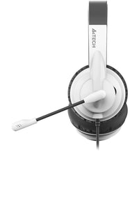 A4Tech - A4Tech HU-10 Black & White On-Ear Lightweight Stereo USB Headset - black-white
