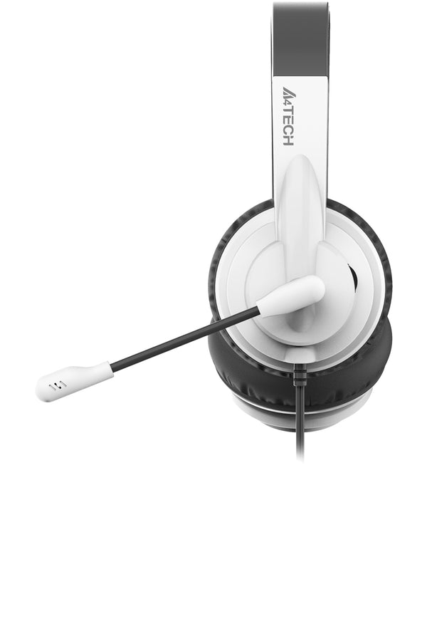 A4Tech - A4Tech HU-10 Black & White On-Ear Lightweight Stereo USB Headset - black-white