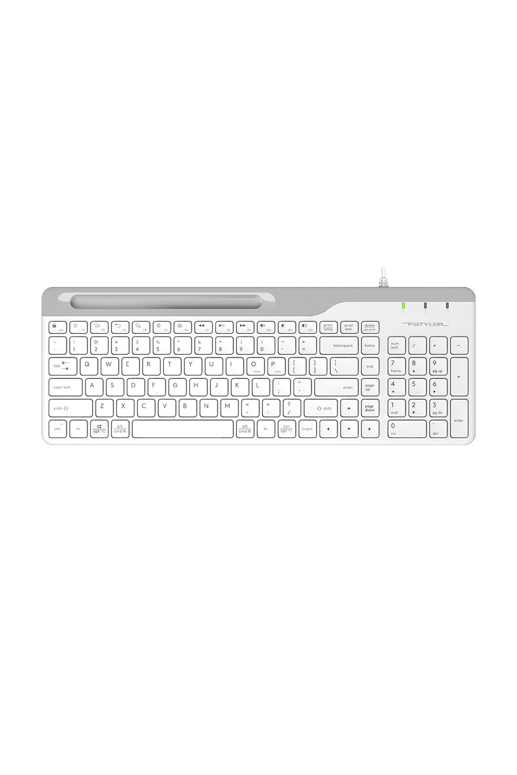A4Tech - A4Tech FK25 White TKL 2-Section Multimedia Wired Keyboard - white