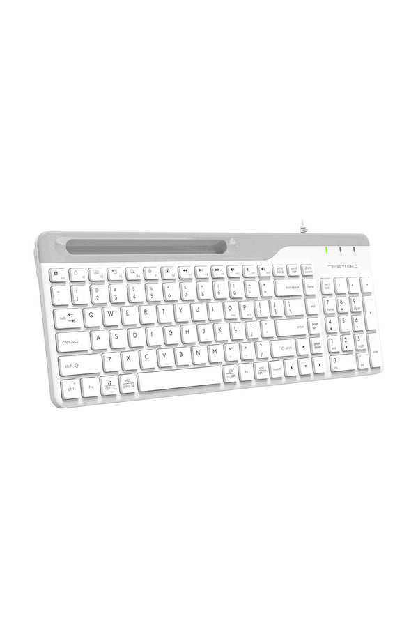 A4Tech - A4Tech FK25 White TKL 2-Section Multimedia Wired Keyboard - white