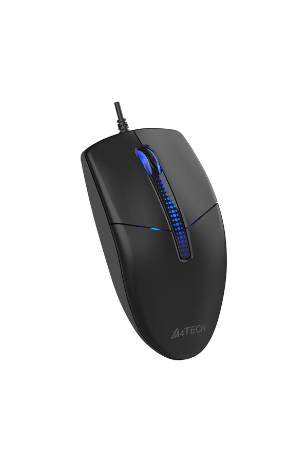 A4Tech - A4Tech N-530S Black Full-Size Illuminate Silent Wired Optical Mouse - black
