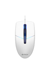 A4Tech - A4Tech N-530S White Full-Size Illuminate Silent Wired Optical Mouse - white