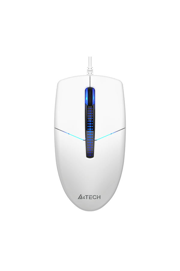 A4Tech - A4Tech N-530S White Full-Size Illuminate Silent Wired Optical Mouse - white