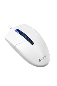 A4Tech - A4Tech N-530S White Full-Size Illuminate Silent Wired Optical Mouse - white