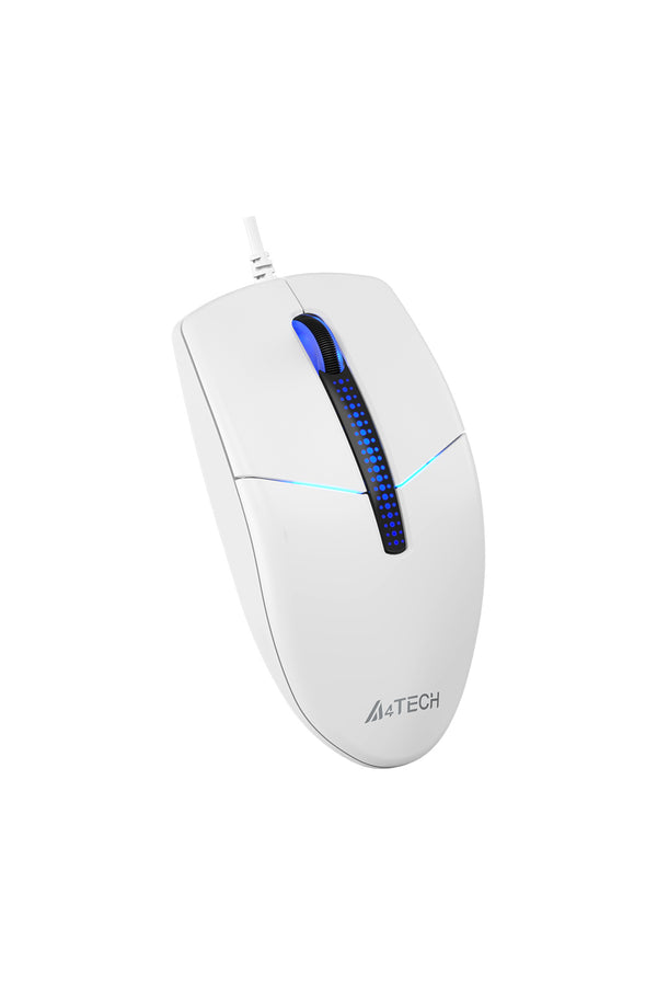 A4Tech - A4Tech N-530S White Full-Size Illuminate Silent Wired Optical Mouse - white