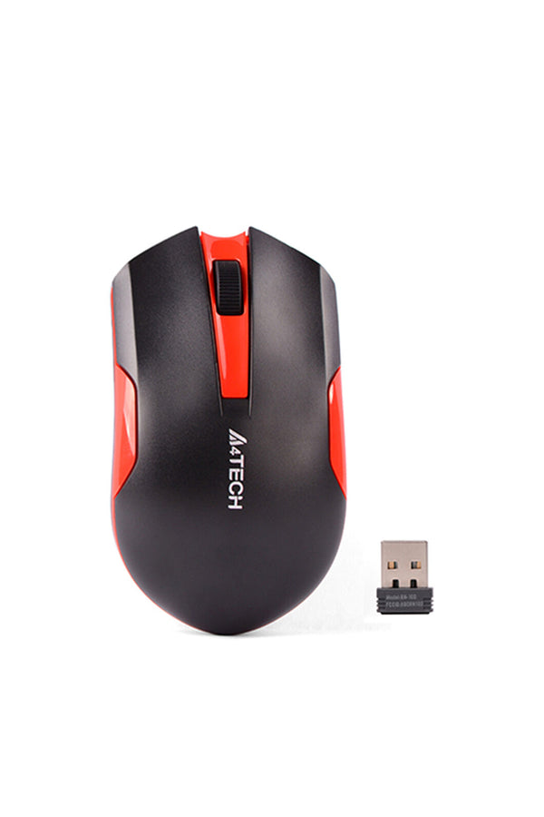 A4Tech - A4Tech G3-200 Black Red Compact Energy Saving Wireless Mouse - black-red