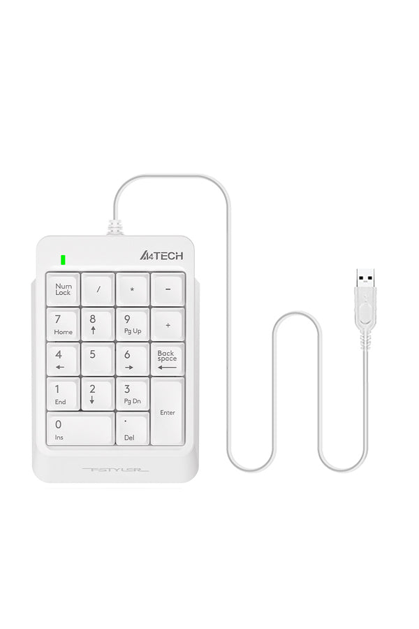 A4Tech - A4Tech FK13P White Ultra-Slim 18-Key Spill-Resistant USB Numeric Keypad - white
