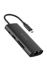 A4Tech - A4Tech DST-80C Ash Grey 8-Port USB-C Docking Station - ash-grey