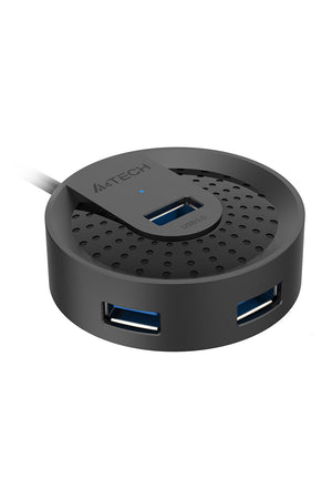 A4Tech - A4Tech HUB-30 Black 4-Port USB 3.0 High-Speed Charging Hub - black
