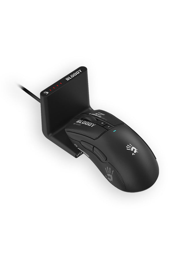BLOODY - Bloody R73 Ultra Duo WaveLink Black Right-Hand 1ms Dual Mode Quick-Charge Indicator Gaming Mouse - black