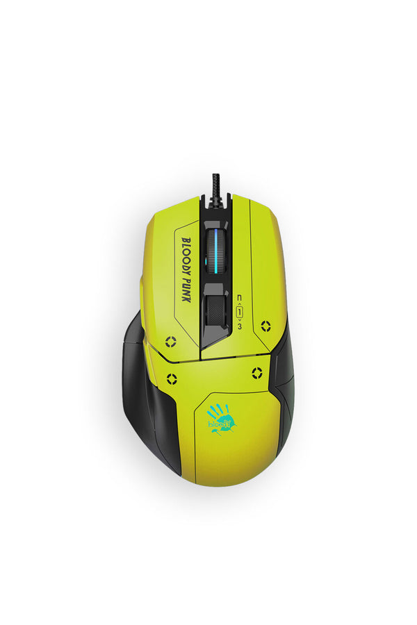BLOODY - Bloody W70 Max-AC Punk Yellow USB Wired RGB High-Precision Gaming Mouse - punk-yellow