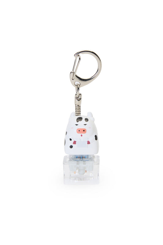 ELECTRONIC REBELLION - White Cow Keycap Keychain-White - white