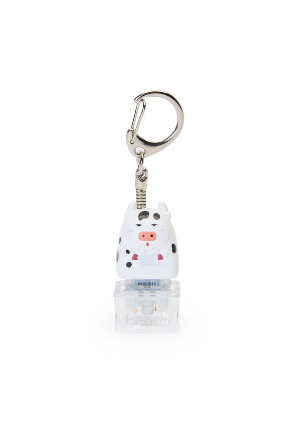 ELECTRONIC REBELLION - White Cow Keycap Keychain-White - white