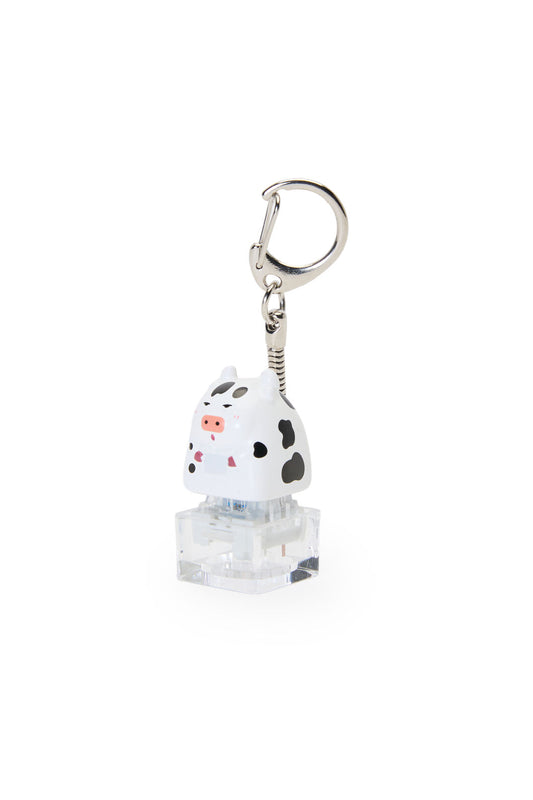 ELECTRONIC REBELLION - White Cow Keycap Keychain-White - white