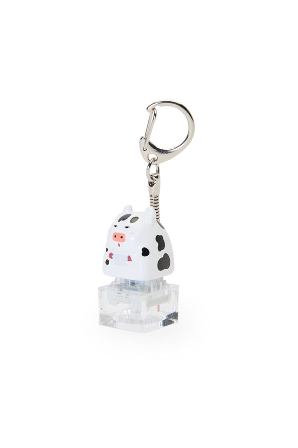 ELECTRONIC REBELLION - White Cow Keycap Keychain-White - white