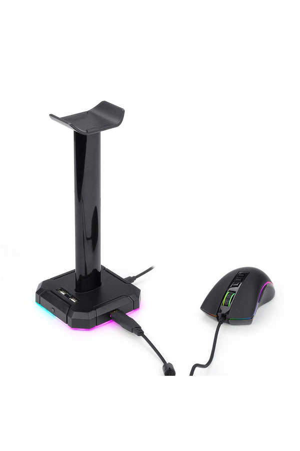 REDRAGON - Redragon HA300 Black Desktop RGB USB Hub Headphone Stand - black