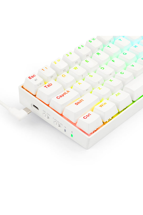 REDRAGON - Redragon K530WRGB-Pro Draconic Elite White 60% Wireless Mechanical Keyboard - white