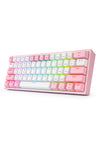 REDRAGON - Redragon K616-RGB Fizz Pro White Pink 65% Tri-Mode Wireless Mechanical Gaming Keyboard - white-pink