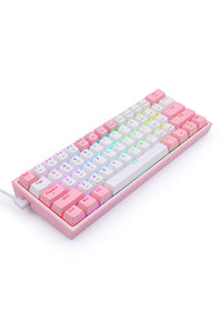 REDRAGON - Redragon K616-RGB Fizz Pro White Pink 65% Tri-Mode Wireless Mechanical Gaming Keyboard - white-pink