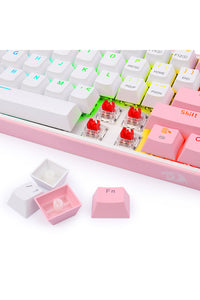 REDRAGON - Redragon K616-RGB Fizz Pro White Pink 65% Tri-Mode Wireless Mechanical Gaming Keyboard - white-pink