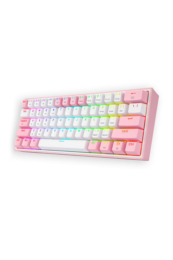 REDRAGON - Redragon K616-RGB Fizz Pro White Pink 65% Tri-Mode Wireless Mechanical Gaming Keyboard - white-pink