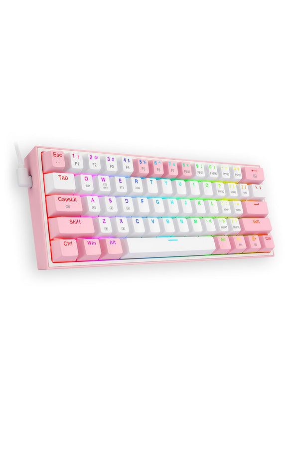REDRAGON - Redragon K616-RGB Fizz Pro White Pink 65% Tri-Mode Wireless Mechanical Gaming Keyboard - white-pink