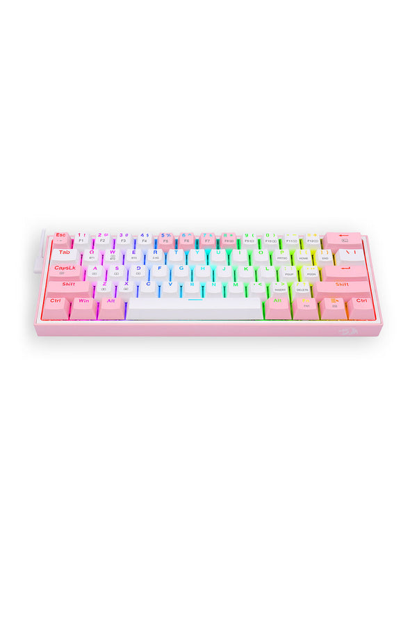 REDRAGON - Redragon K616-RGB Fizz Pro White Pink 65% Tri-Mode Wireless Mechanical Gaming Keyboard - white-pink