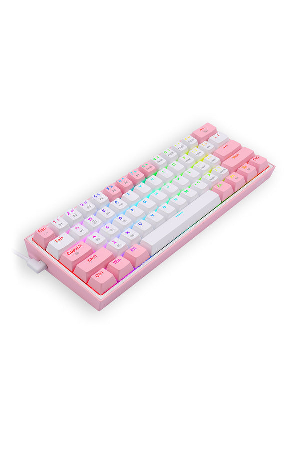 REDRAGON - Redragon K616-RGB Fizz Pro White Pink 65% Tri-Mode Wireless Mechanical Gaming Keyboard - white-pink