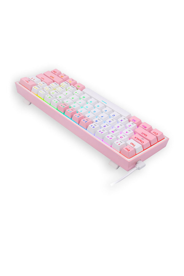 REDRAGON - Redragon K616-RGB Fizz Pro White Pink 65% Tri-Mode Wireless Mechanical Gaming Keyboard - white-pink