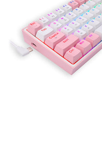 REDRAGON - Redragon K616-RGB Fizz Pro White Pink 65% Tri-Mode Wireless Mechanical Gaming Keyboard - white-pink