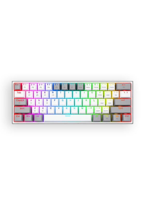 REDRAGON - Redragon K616-RGB Fizz Pro White Grey 65% Tri-Mode Wireless Mechanical Gaming Keyboard - white-grey