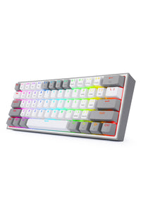 REDRAGON - Redragon K616-RGB Fizz Pro White Grey 65% Tri-Mode Wireless Mechanical Gaming Keyboard - white-grey