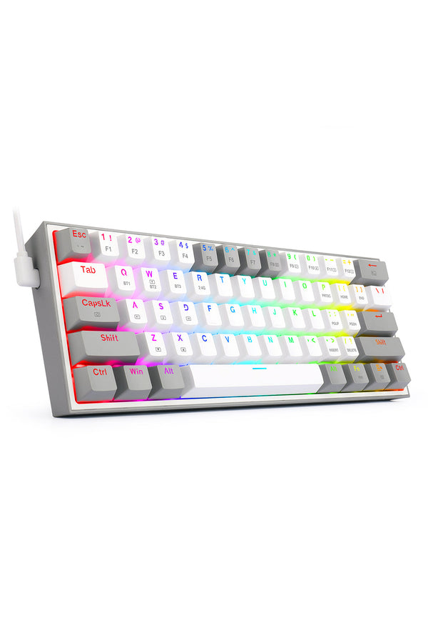 REDRAGON - Redragon K616-RGB Fizz Pro White Grey 65% Tri-Mode Wireless Mechanical Gaming Keyboard - white-grey