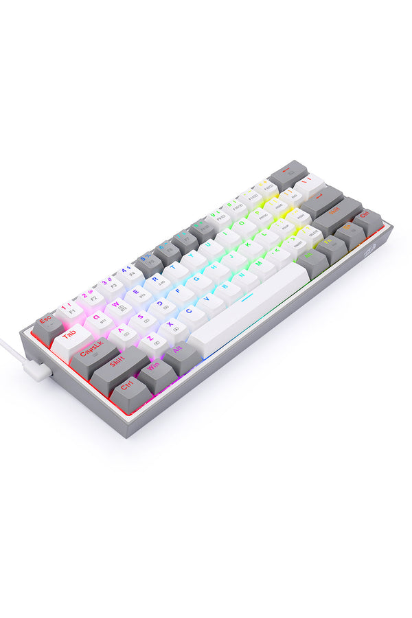REDRAGON - Redragon K616-RGB Fizz Pro White Grey 65% Tri-Mode Wireless Mechanical Gaming Keyboard - white-grey