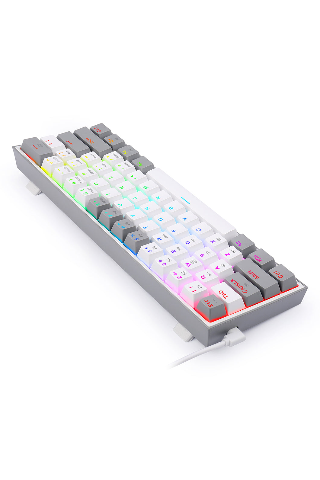 REDRAGON - Redragon K616-RGB Fizz Pro White Grey 65% Tri-Mode Wireless Mechanical Gaming Keyboard - white-grey