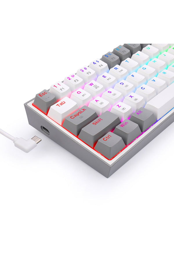 REDRAGON - Redragon K616-RGB Fizz Pro White Grey 65% Tri-Mode Wireless Mechanical Gaming Keyboard - white-grey