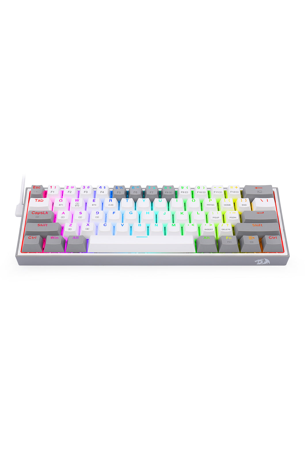 REDRAGON - Redragon K616-RGB Fizz Pro White Grey 65% Tri-Mode Wireless Mechanical Gaming Keyboard - white-grey