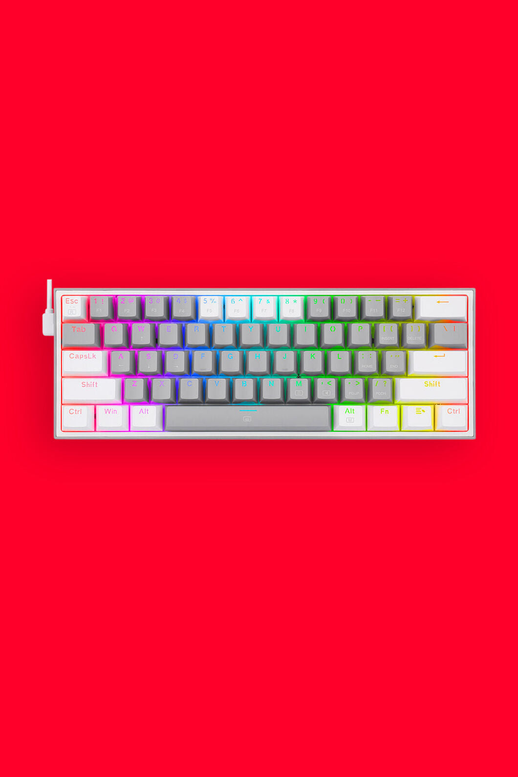 REDRAGON - K617-RGB Fizz 61Key Wired KB - grey-white