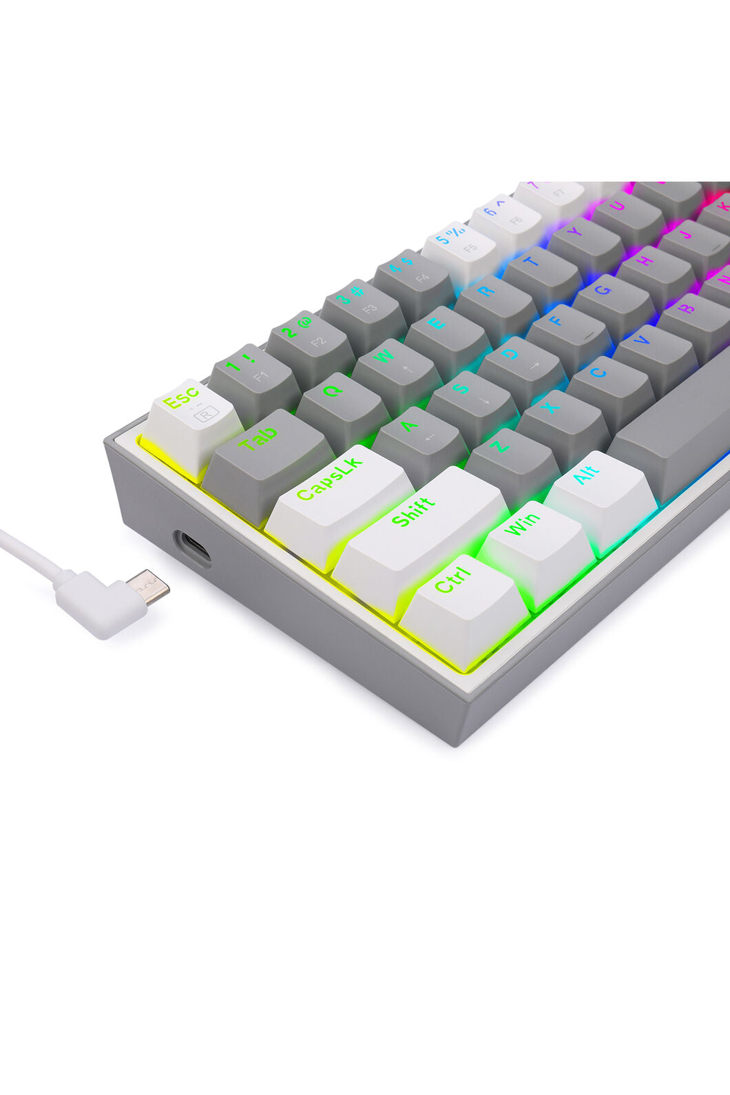 REDRAGON - K617-RGB Fizz 61Key Wired KB - grey-white