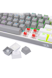 REDRAGON - Redragon K617-RGB Fizz Grey/White 60% Wired Mechanical Gaming Keyboard - grey-white