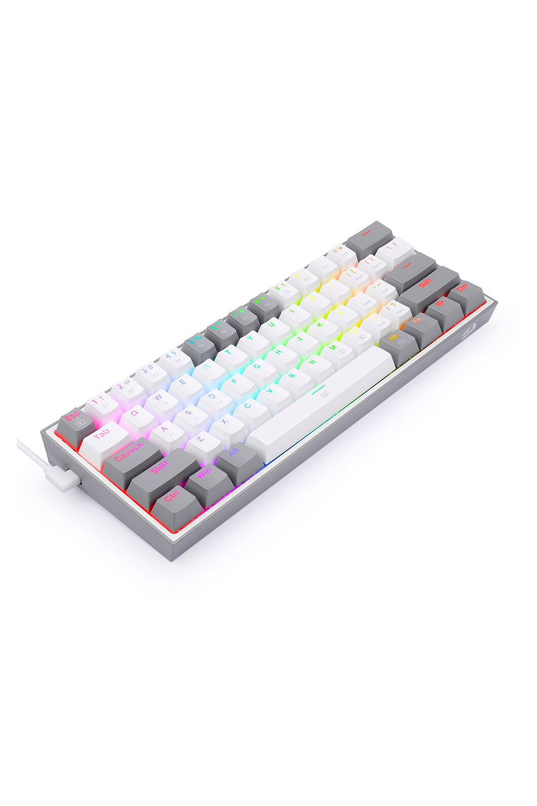 REDRAGON - K617-RGB Fizz 61Key Wired KB - white-grey