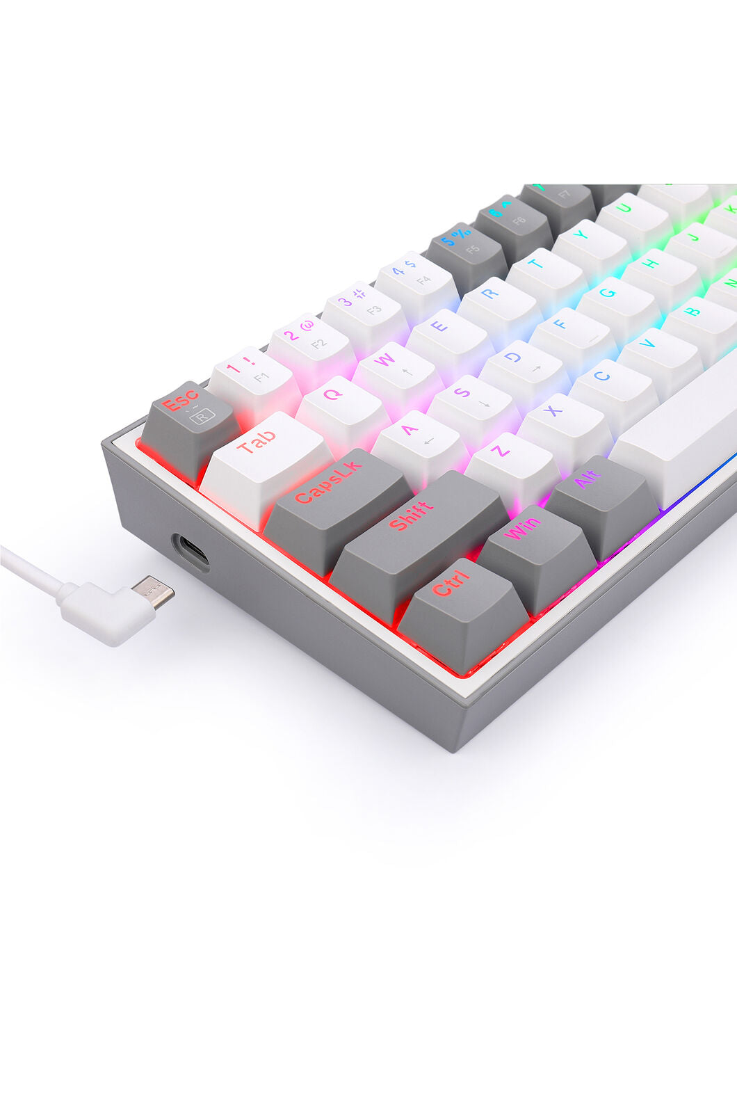 REDRAGON - K617-RGB Fizz 61Key Wired KB - white-grey