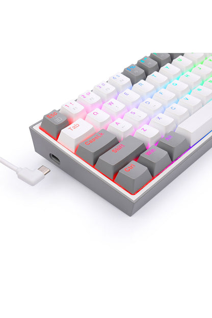REDRAGON - K617-RGB Fizz 61Key Wired KB - white-grey