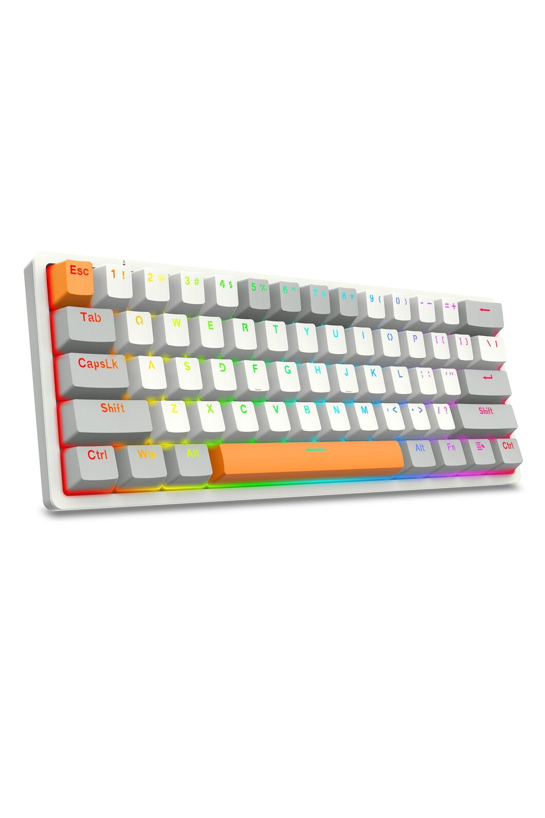 REDRAGON - Redragon K642WGO-RGB Akali White 60% Wired Hot-Swappable Mechanical Gaming Keyboard - white