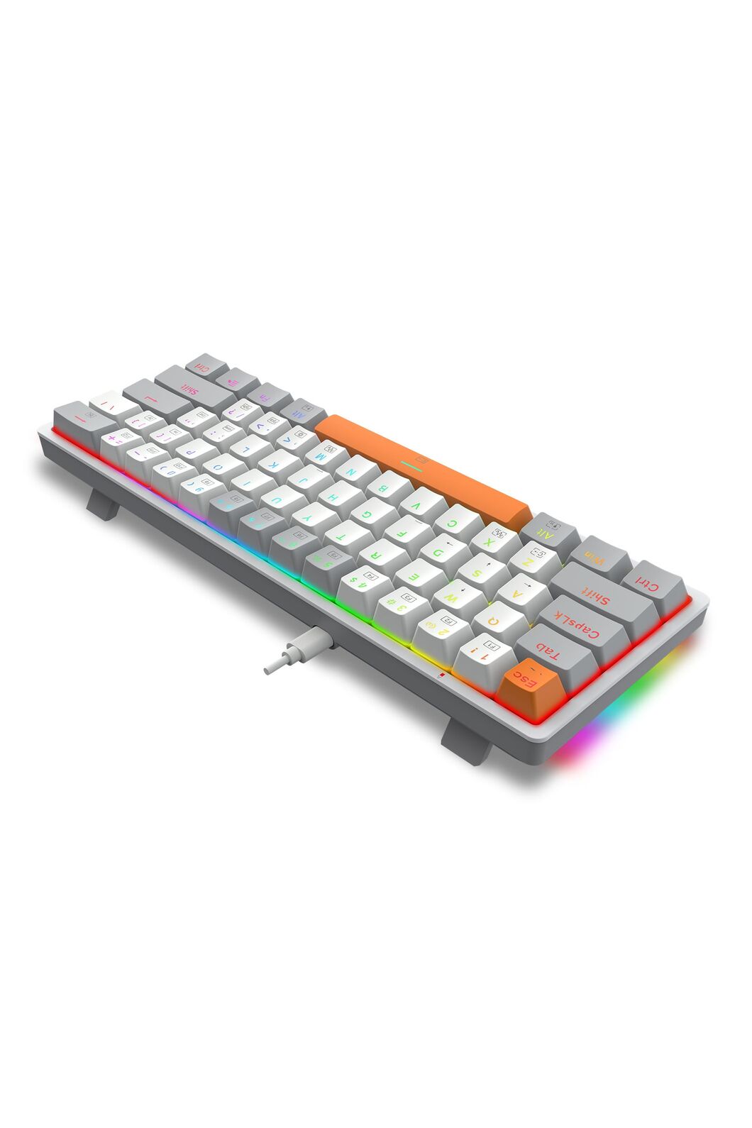 REDRAGON - Redragon K642WGO-RGB Akali White 60% Wired Hot-Swappable Mechanical Gaming Keyboard - white